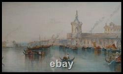 Pair Of Large Antique 19th Century Watercolours Of Venice Grand Tour 1880