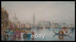Pair Of Large Antique 19th Century Watercolours Of Venice Grand Tour 1880