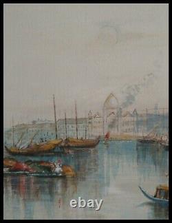 Pair Of Large Antique 19th Century Watercolours Of Venice Grand Tour 1880