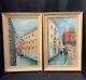Pair Of Large Vintage Oil Paintings On Canvas, Venice