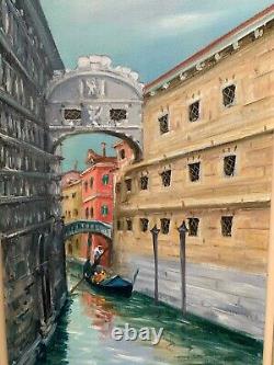 Pair Of Large Vintage Oil Paintings On Canvas, Venice