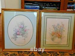 Pair Of M Bertrand Watercolors, 24 X 27, Double Signed And Limited Prints