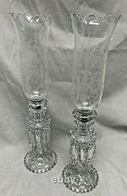Pair Of Magnificent Antique Single Light Baccarat Crystal Candelabra 21.5 H