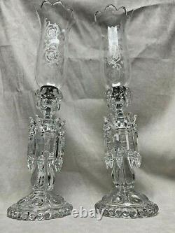 Pair Of Magnificent Antique Single Light Baccarat Crystal Candelabra 21.5 H