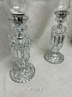 Pair Of Magnificent Antique Single Light Baccarat Crystal Candelabra 21.5 H