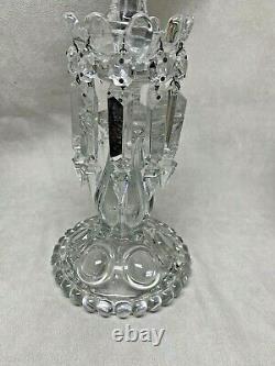 Pair Of Magnificent Antique Single Light Baccarat Crystal Candelabra 21.5 H