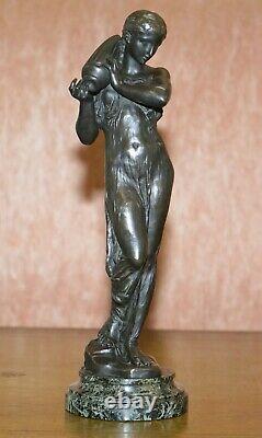Pair Of Original Signed Henri Dumaige 1830 1888 Bronze Statues Water Carriers