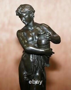 Pair Of Original Signed Henri Dumaige 1830 1888 Bronze Statues Water Carriers