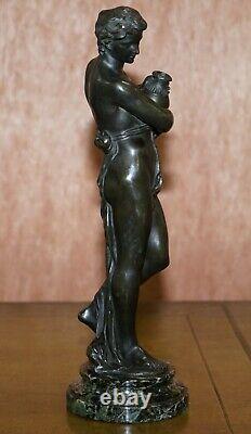 Pair Of Original Signed Henri Dumaige 1830 1888 Bronze Statues Water Carriers