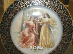 Pair Of Rare Antique Limoges Signed Women Portraits Painted Enamel Plates Museum