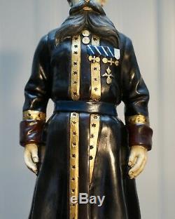 Pair Of Rare Important Statues Signed Faberge 1912 Russian Kamer Kazak Bodyguard