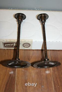 Pair Of Signed 8 Roycroft Copper Candlesticks by Karl Kipp Pre 1920 Mint