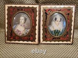 Pair Of Signed Antique Miniature Painted Portraits