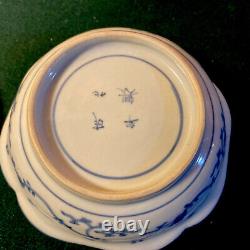 Pair Of Signed BLUE & WHITE CHINESE BOWLS VINTAGE ANTIQUE