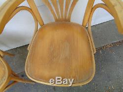 Pair Of Signed Drevounia Czech Bentwood Arm Chairs, Cool, Need Refinished
