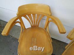 Pair Of Signed Drevounia Czech Bentwood Arm Chairs, Cool, Need Refinished