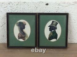 Pair Of Stunning Georgian Hand Embellished Silhouette Portraits Signed Turville