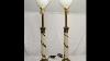 Pair Of Vintage 1950 S Antique Stiffel Torchiere Brass Table Lamps With Glass Diffuser