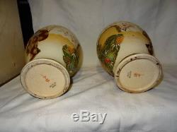 Pair Of Vintage Signed 12 Attractive Japanese Satsuma Vases