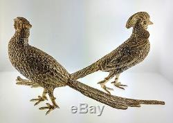 Pair Of Vintage Signed Vega Mexico Mexican Sterling Silver Male Female Pheasants
