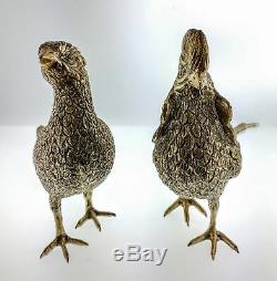 Pair Of Vintage Signed Vega Mexico Mexican Sterling Silver Male Female Pheasants