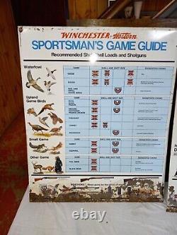 Pair Of Vintage Winchester Western Sportsman's Game Guide Sign Rifle & Shotgun