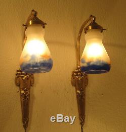 Pair Of Wonderful French Art Deco Sconces 1920/1925- Signed G. V. De Croismare