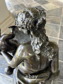 Pair Of antique Clodion Bronze Sculptures. Male And Female Satyrs. Dionysus