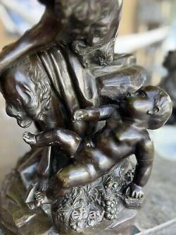 Pair Of antique Clodion Bronze Sculptures. Male And Female Satyrs. Dionysus