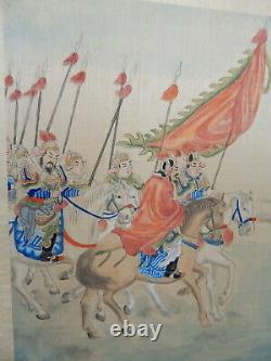 Pair Old Painting Ancient Chinese Han Dynasty Xiongnu War Signed