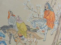 Pair Old Painting Ancient Chinese Han Dynasty Xiongnu War Signed