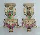 Pair Old Or Antique Japanese Satsuma Figural Tripod Vessels Vases Signed'as Is