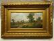 Pair Original 19th C. Antique Landscape Oil Paintings Monogrammed Ts, Gilt Frame