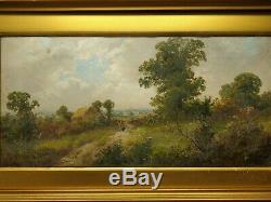 Pair Original 19th C. Antique Landscape Oil Paintings Monogrammed Ts, Gilt Frame