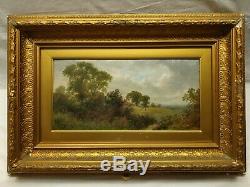 Pair Original 19th C. Antique Landscape Oil Paintings Monogrammed Ts, Gilt Frame