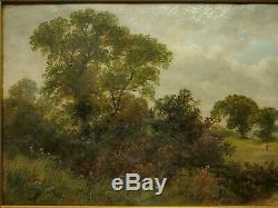 Pair Original 19th C. Antique Landscape Oil Paintings Monogrammed Ts, Gilt Frame