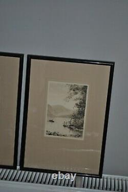 Pair Original Pen & Ink Pictures by G H Downing 1878-1940 Hawes Water UK Vintage