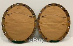 Pair Oval Antique Oil on Canvas Rural Landscape Countryside American Artist