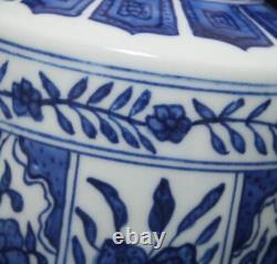 Pair Qianlong Signed Antique Chinese Blue & White Porcelain Vase with flowers