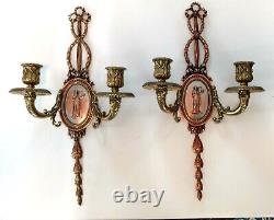 Pair Signed E F Caldwell & Co 18 Tall Bronze Wall Antique Perseus & Medusa