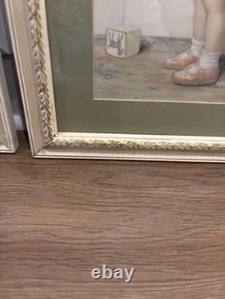 Pair Signed Framed Bessie Pease Gutmann Good Morning & Mine Vintage Prints