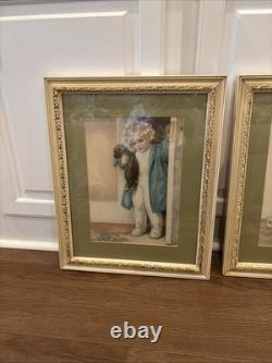 Pair Signed Framed Bessie Pease Gutmann Good Morning & Mine Vintage Prints