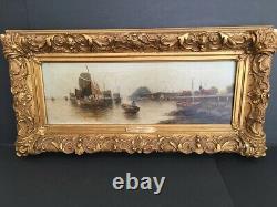 Pair Signed Henri Fabre (Fr. 1880-1950) Antique Framed Seascape Harbor Scenes