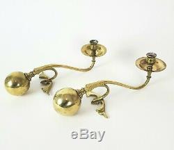 Pair Signed W. A. S. Was Benson Brass Counterbalanced Candle Holders Arts & Crafts