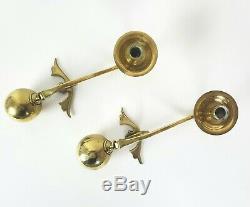 Pair Signed W. A. S. Was Benson Brass Counterbalanced Candle Holders Arts & Crafts