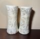Pair Signed Weller Pottery Clinton Ivory Vases Antique Art Nouveau Elephants