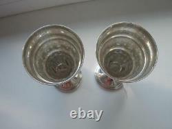 Pair Solid Sterling Silver 925 Wine Goblet Cups with Tag Signed 164 gr