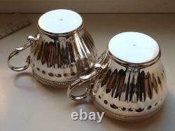 Pair Tea Coffee Cups Vintage Sterling Silver 925 Silverware Signed 316 gr