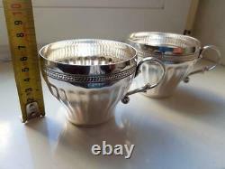 Pair Tea Coffee Cups Vintage Sterling Silver 925 Silverware Signed 316 gr