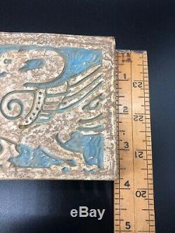 Pair VTG Batchelder California Bird Tile, Signed, 3 3/4 Square Pottery USA